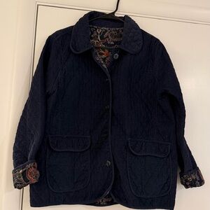 Blasport Reversible Quilted Jacket Paisley Print Navy Blue Coat